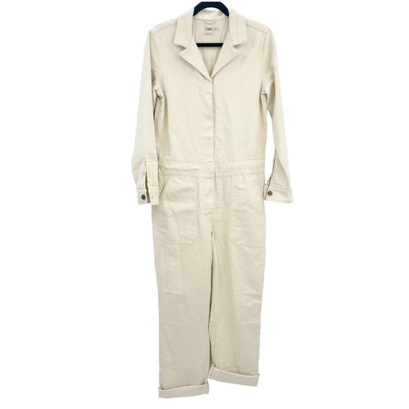 Faherty Organic Cotton Overland Twill Jumpsuit in Natural Size S NWOT - Picture 2 of 7